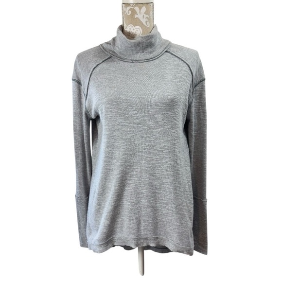We The Free Size Small Free People Tara Split Back Turtleneck Slub Light Gray - Picture 2 of 8